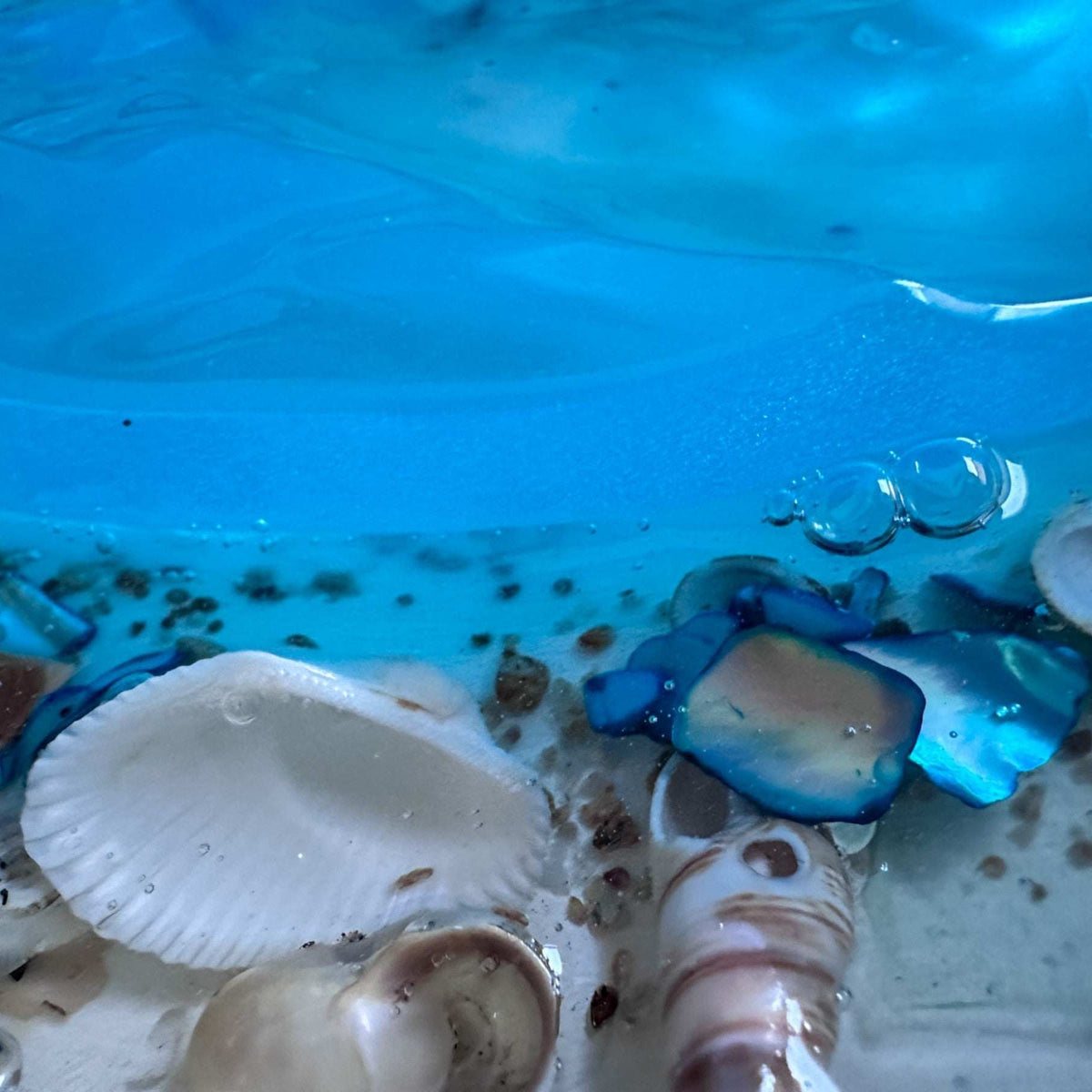 Eternal Summer: Handmade Ocean Portal Resin Wall Art with Seashells