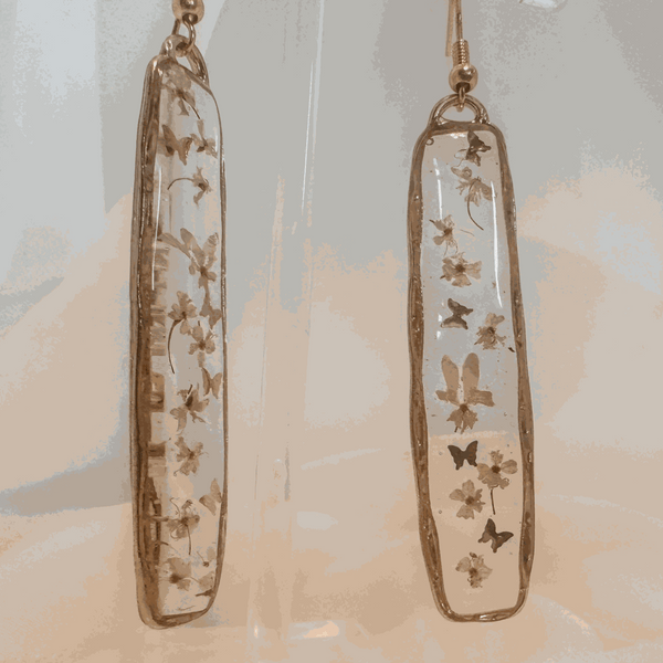 Bloom Cascade Earrings - Minimalistic Meets Boho Style - Pressed Flowers