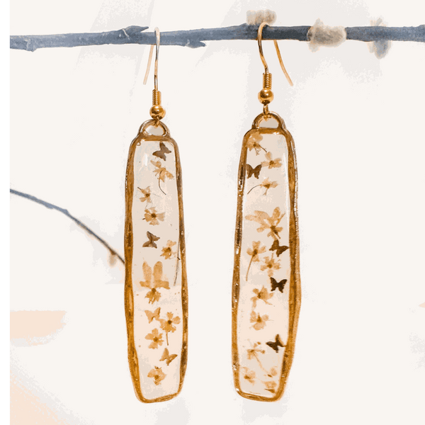 Bloom Cascade Earrings - Minimalistic Meets Boho Style - Pressed Flowers