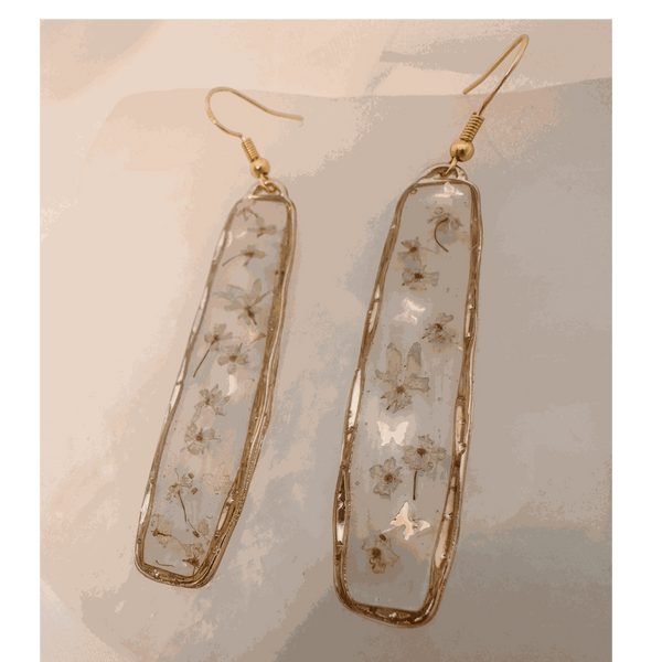 Bloom Cascade Earrings - Minimalistic Meets Boho Style - Pressed Flowers