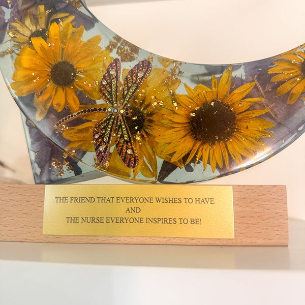 Moon Decor with Wood Base & Plaque - Custom Order