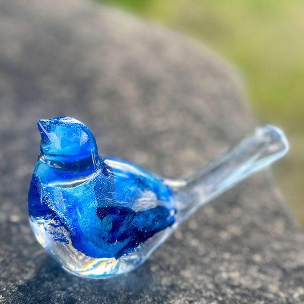 Azure Songbirds of Serenity - Handmade Blue Rose Large Resin Bird