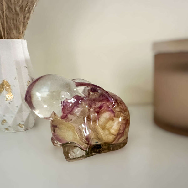 Eternal Blossom Bunny: Resin Rose Keepsake Bunny for Nature Lovers