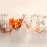 Wildflower LOVE word art with real pressed flowers and ladybug encased in clear resin decor