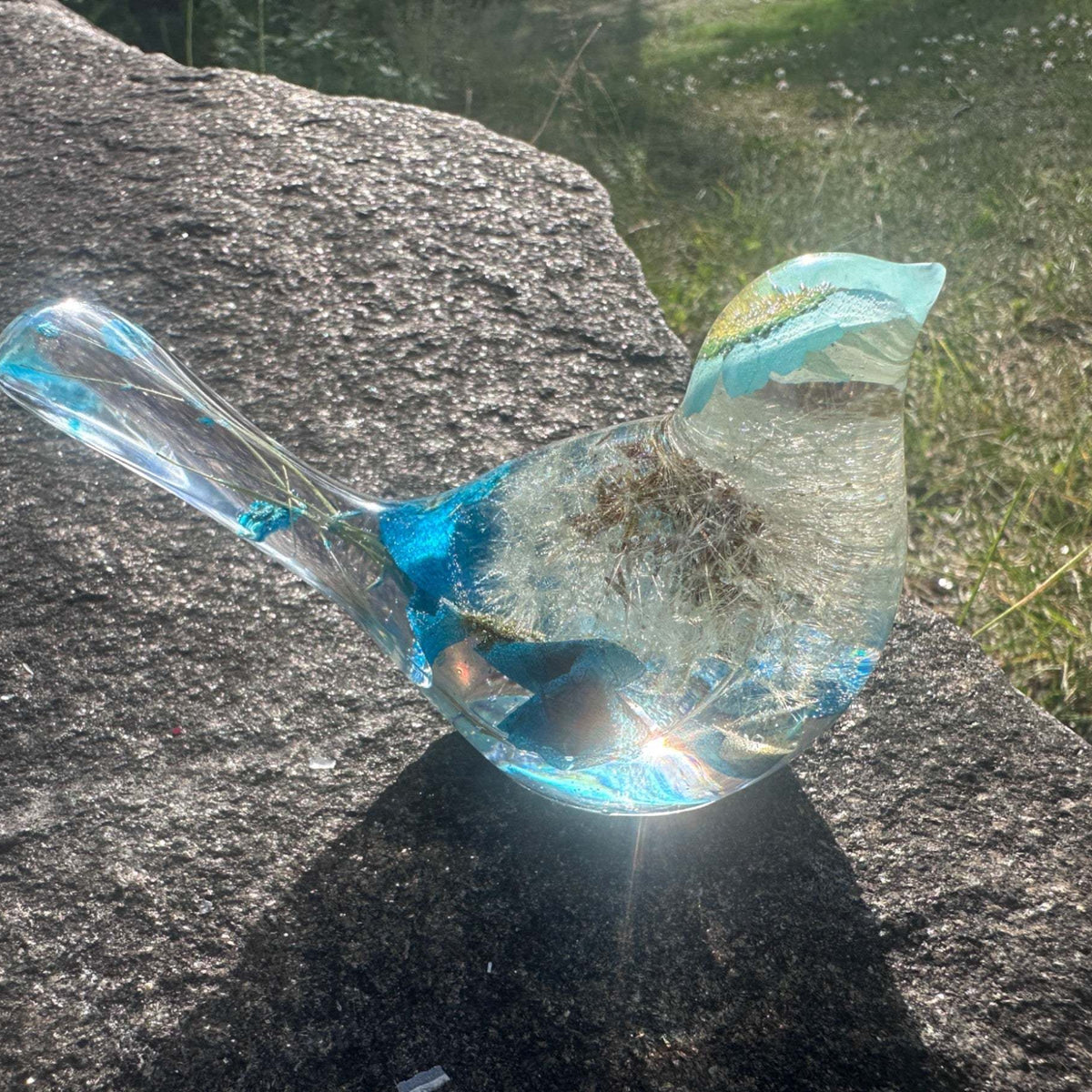 Wish Blue Bird: Petal Whispers & Dreams Handmade Resin Floral Bird