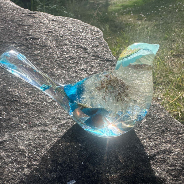 Wish Blue Bird: Petal Whispers & Dreams Handmade Resin Floral Bird