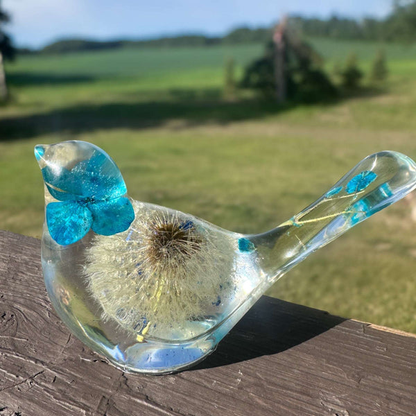 Wish Blue Bird: Petal Whispers & Dreams Handmade Resin Floral Bird