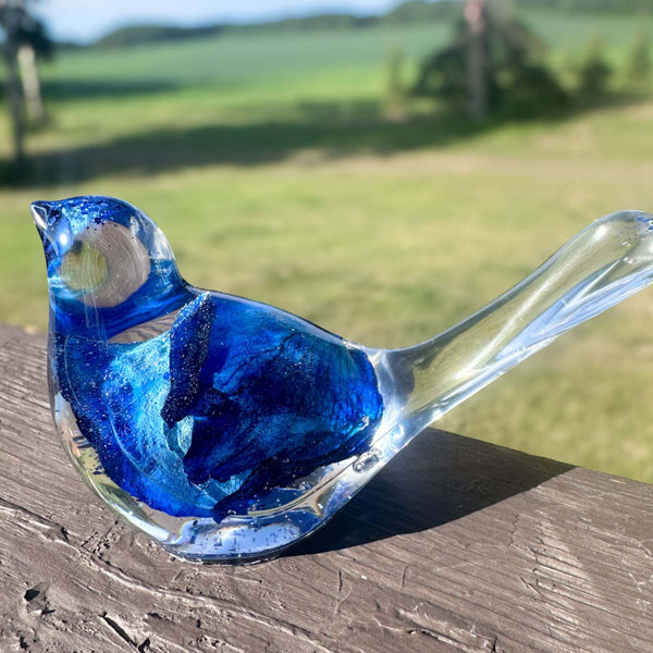 Azure Songbirds of Serenity - Handmade Blue Rose Large Resin Bird