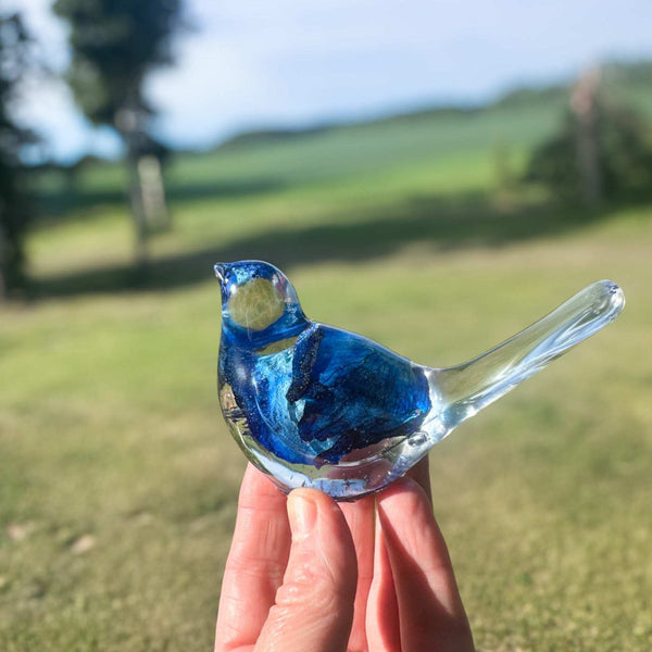 Azure Songbirds of Serenity - Handmade Blue Rose Large Resin Bird