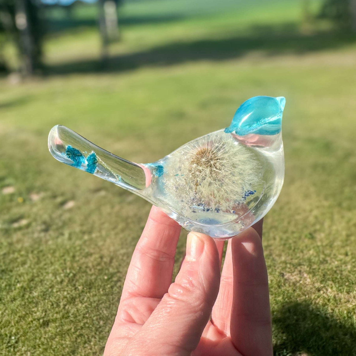 Wish Blue Bird: Petal Whispers & Dreams Handmade Resin Floral Bird