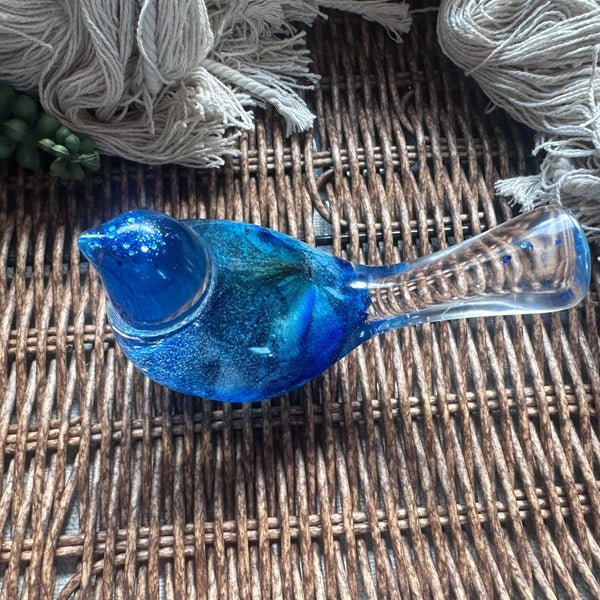 Azure Songbirds of Serenity - Handmade Blue Rose Large Resin Bird