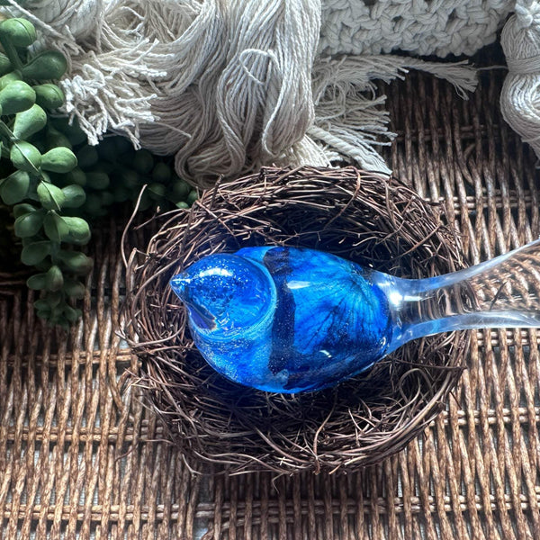 Azure Songbirds of Serenity - Handmade Blue Rose Large Resin Bird