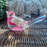 Wish Bird: Dandelion Dreams & Floral Whispers Handmade Resin Red Bird
