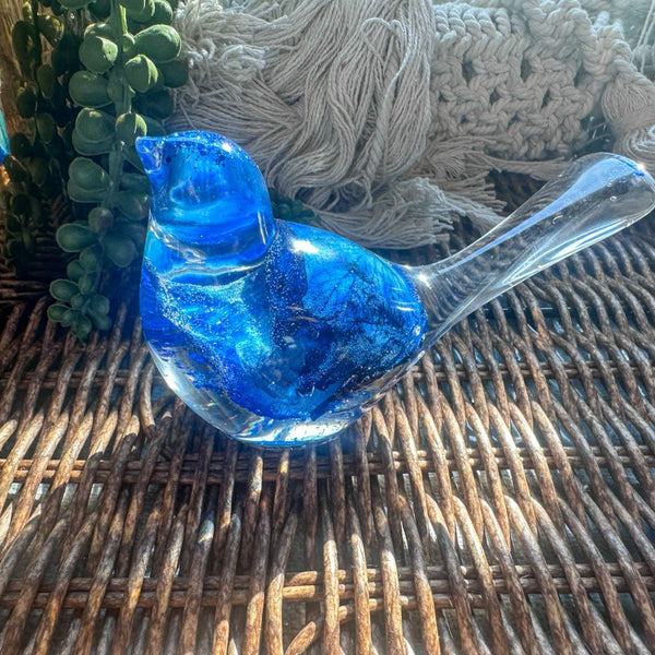 Azure Songbirds of Serenity - Handmade Blue Rose Large Resin Bird