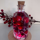 Berry Magic in a Bottle -Sparkling Red Berry Handmade Decor with Light