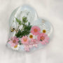 Handcrafted Resin Heart Tray with Real Daisy Flowers & Whimsical Charm