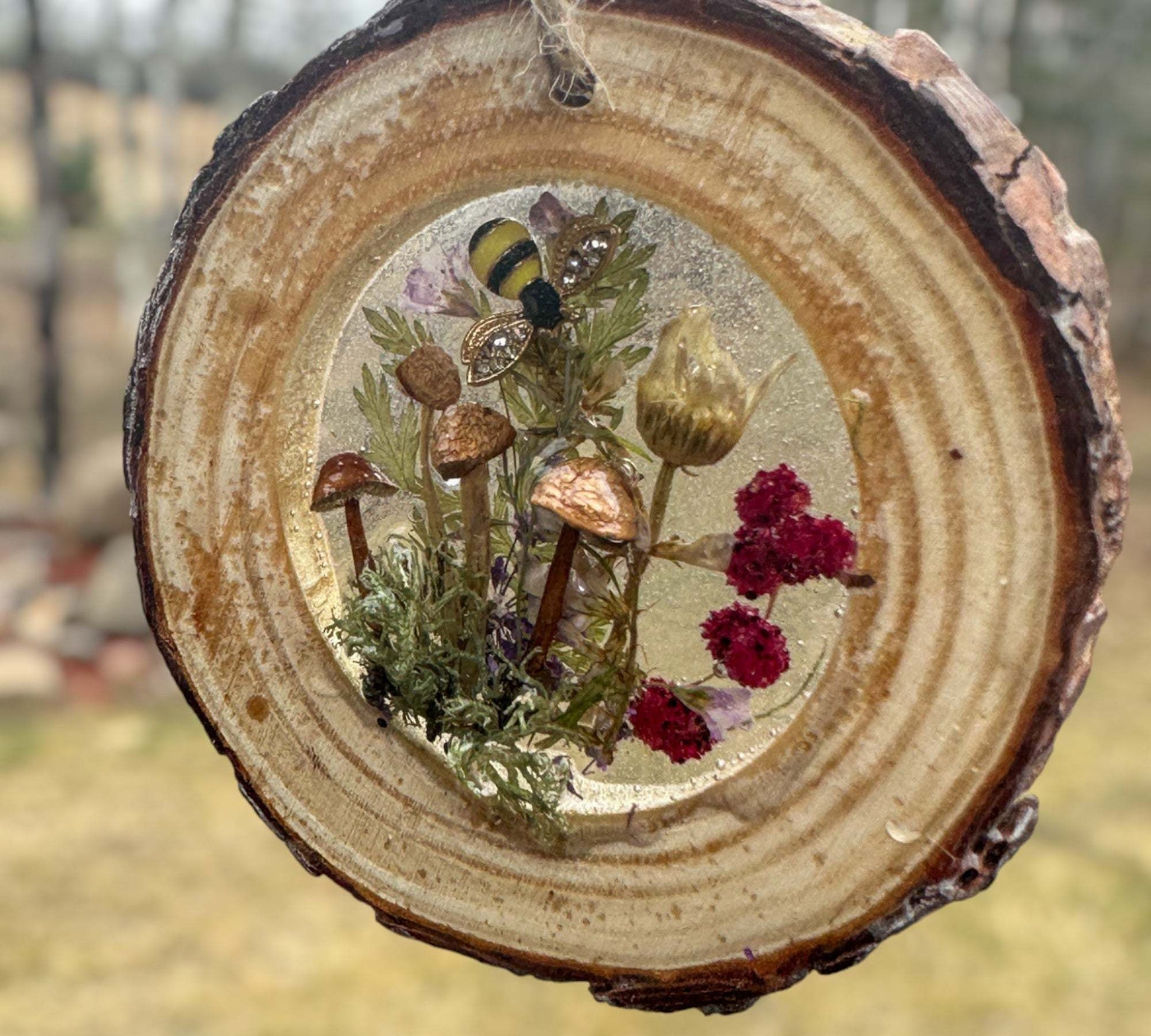 Suncatcher - Enchanted Forest Whispers - Handmade Wood & Botanical 