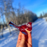 Lovebird Resin Figurine: Unique Handmade Bird Decor with Red Hearts