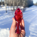 Lovebird Resin Figurine: Unique Handmade Bird Decor with Red Hearts