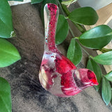 Lovebird Resin Figurine: Unique Handmade Bird Decor with Red Hearts