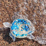 Ocean Treasure Turtle Trinket Tray–Handmade Resin Turtle with Seashell