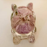 Pair of apple blossom resin bunnies with preserved apple blossoms inside handcrafted decor