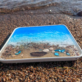 Ocean Dreams Porcelain Tray - Handmade Resin Ocean Tray with Seashells