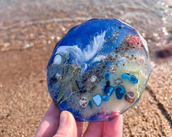 Ocean Wave Coaster Set of Four - Handmade Resin Beach Coasters