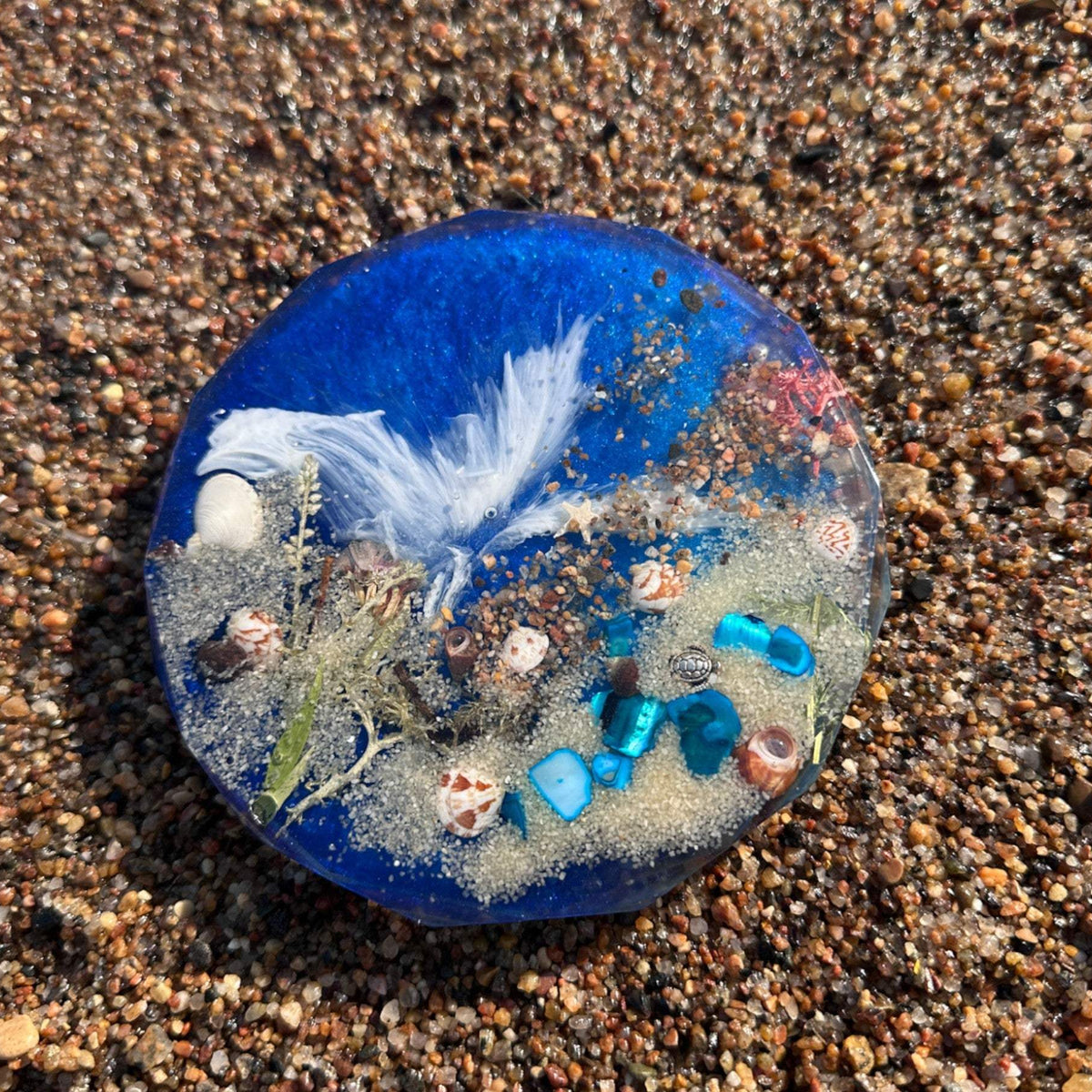 Ocean Wave Coaster Set of Four - Handmade Resin Beach Coasters