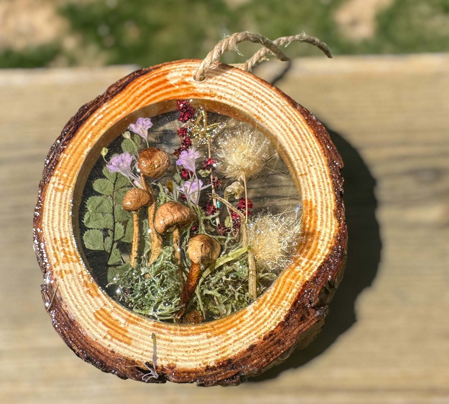 Suncatcher Whimsical Mushroom & Bunny Tail Forest Suncatcher 