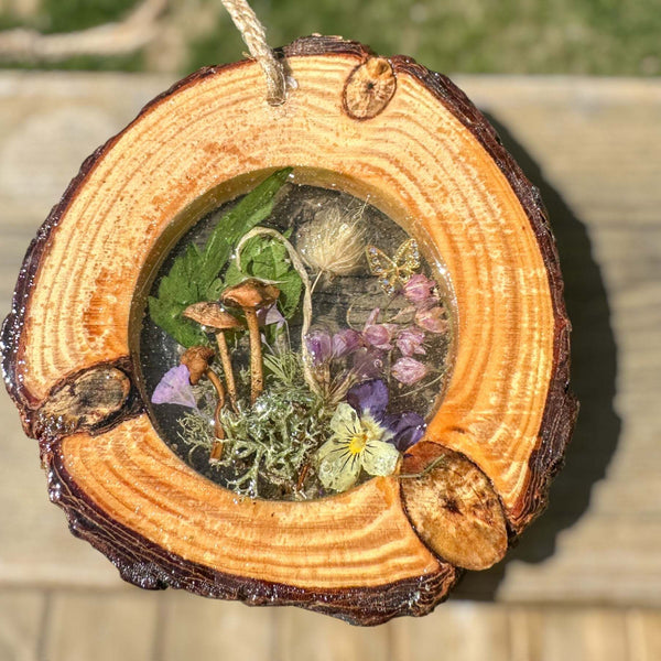Suncatcher Whimsical Mushroom & Bunny Tail Forest Suncatcher 
