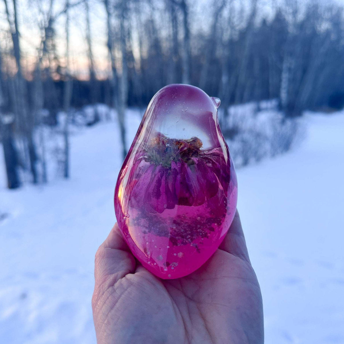 Handmade Resin Bird "Zinnia Serenade" - Real Dried Flower Resin Decor