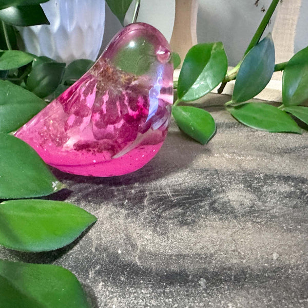 Handmade Resin Bird "Zinnia Serenade" - Real Dried Flower Resin Decor