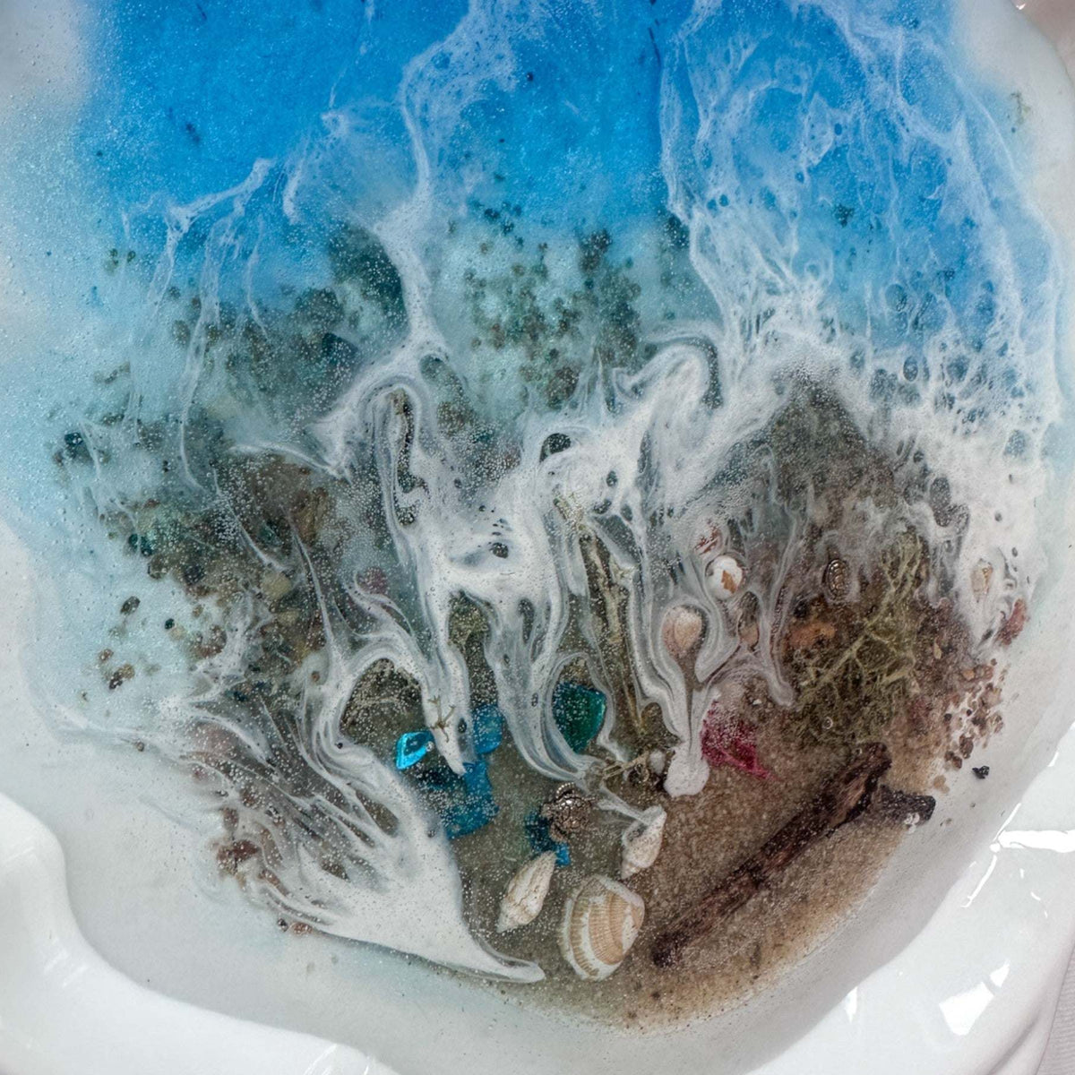 Ocean Breeze Seashell Porcelain Tray - Handmade Resin Seashell Tray