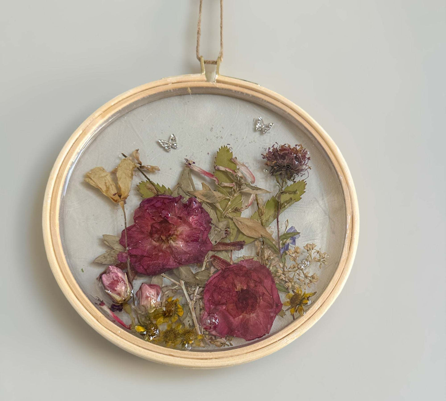 Suncatcher - Enchanted Rose Resin Garden Handmade with Wild Roses