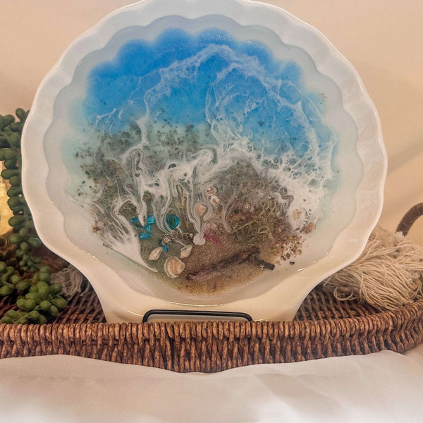 Ocean Breeze Seashell Porcelain Tray - Handmade Resin Seashell Tray