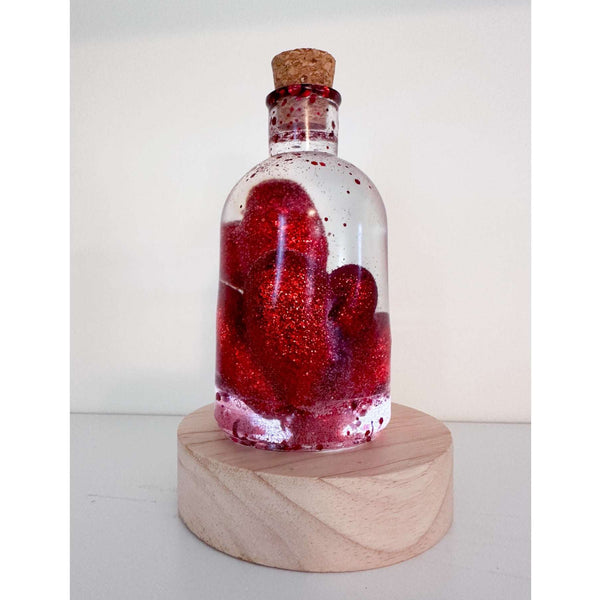 Love Potion Resin Bottle - Hanndmade Sparkling Heart Home Decor