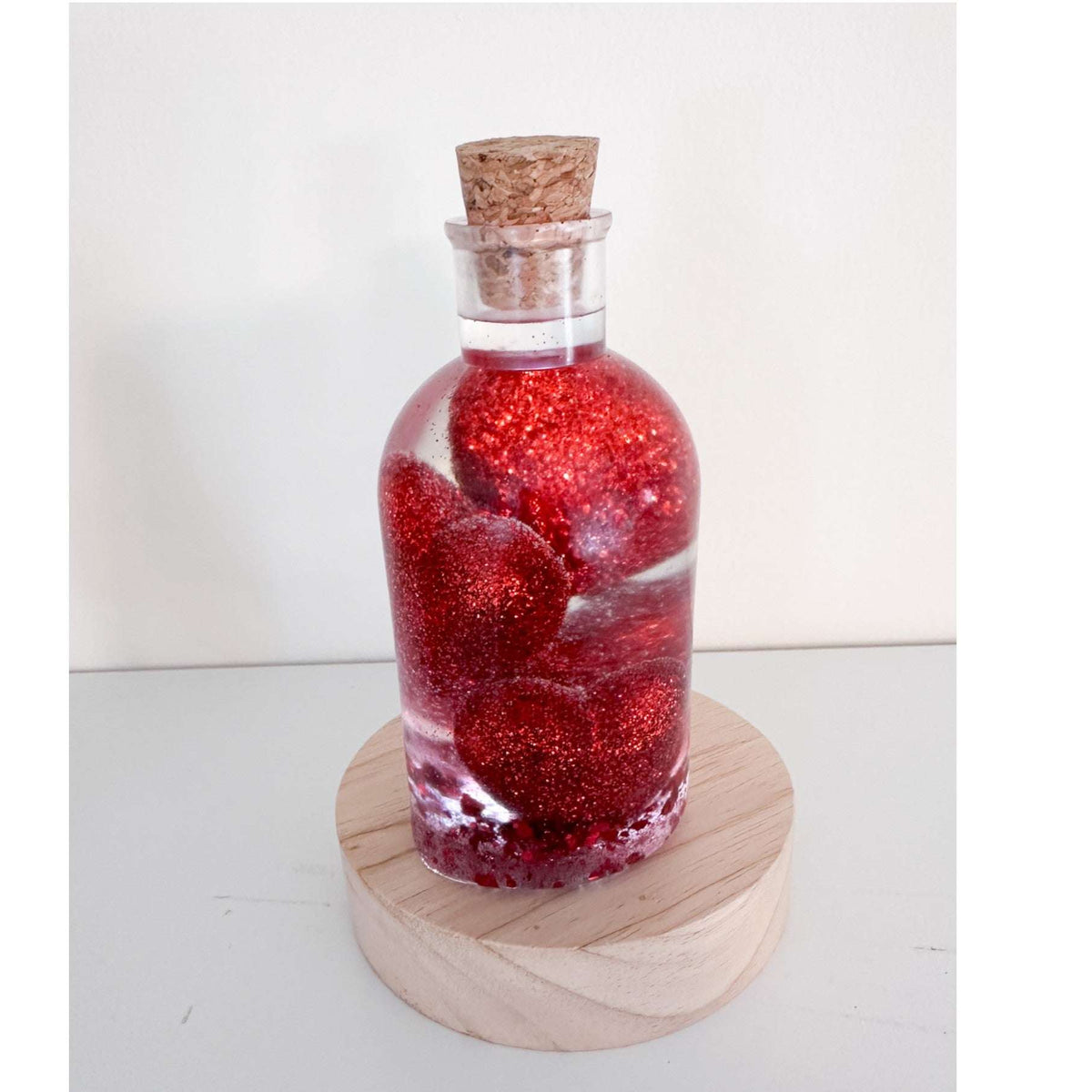 Love Potion Resin Bottle - Hanndmade Sparkling Heart Home Decor