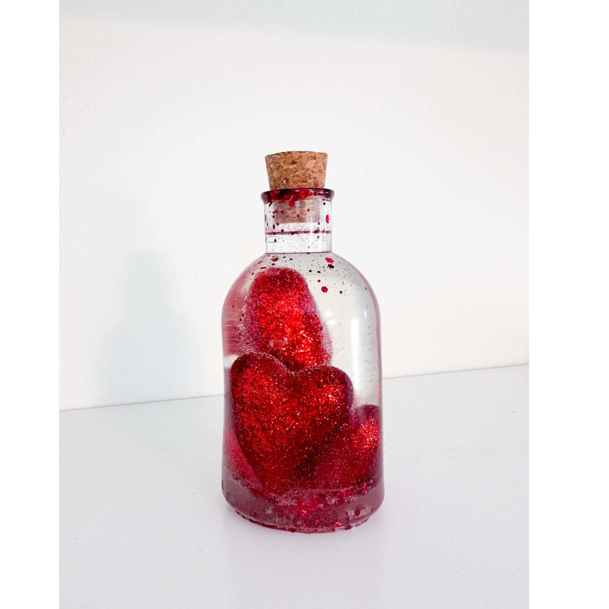 Love Potion Resin Bottle - Hanndmade Sparkling Heart Home Decor