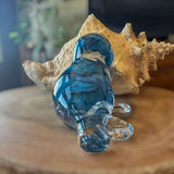 Blue Rose Ocean's Embrace: Enchanted Seal Sculpture Handmade Decor