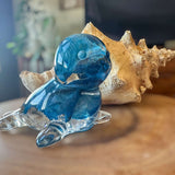 Blue Rose Ocean's Embrace: Enchanted Seal Sculpture Handmade Decor