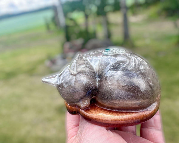 Memorial Pet Keepsake  - Handmade Custom Resting Cat Resin Figurine