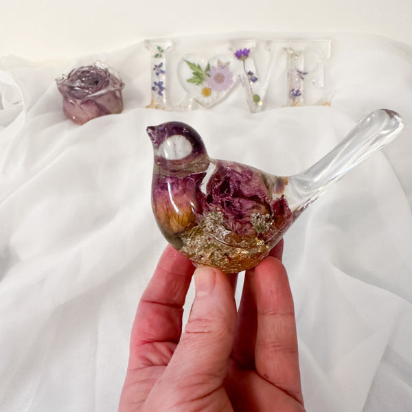 Floral Song Bird - Everlasting Rose Garden Handmade Resin Bird Decor