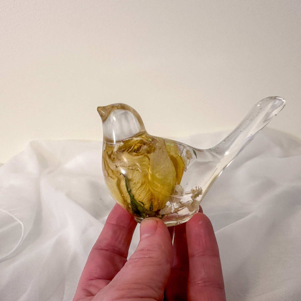 Golden Rose Songbird - Handmade Rose Botanical Resin Bird Decor