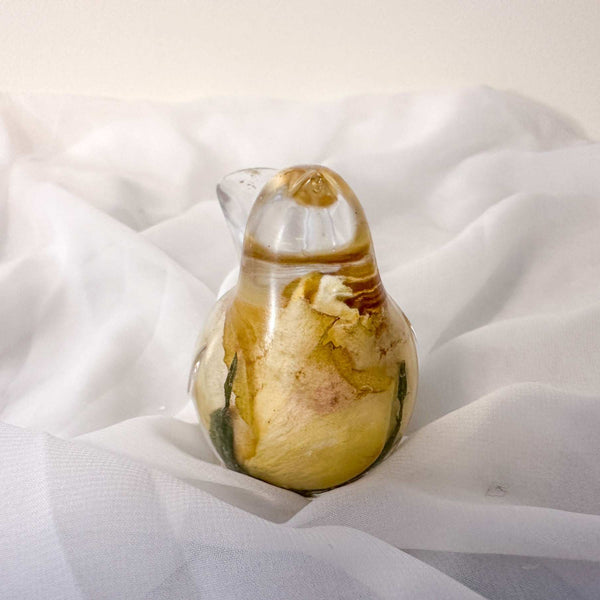 Golden Rose Songbird - Handmade Rose Botanical Resin Bird Decor