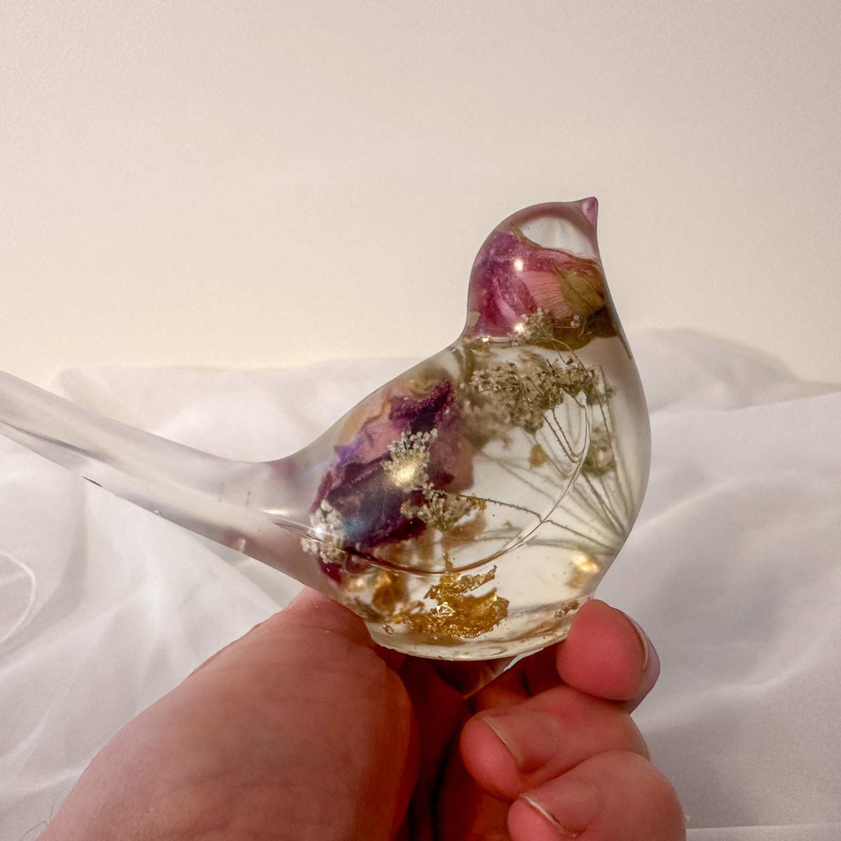 Rosie Everbloom Bird - Handmade Everlasting Rose Garden Resin Bird