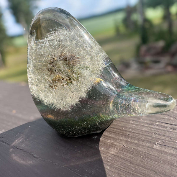 Enchanted Dandelion Wishing Bird - Handmade Resin Fairy Puff Bird