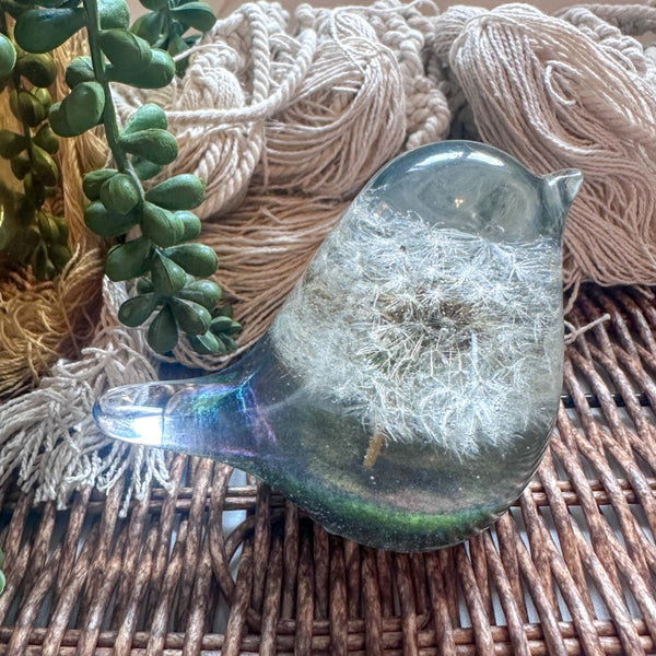 Enchanted Dandelion Wishing Bird - Handmade Resin Fairy Puff Bird