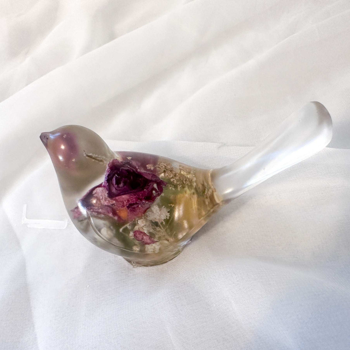 Forever Rose Handmade Resin Home Decor Bird with Dried Roses