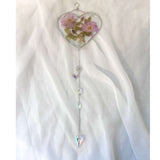 Wild Roses Handmade Heart Suncatcher - Real Dried Wild Roses